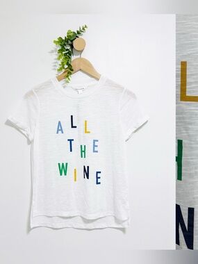 PopSugar NWT All The Wine White Basic Graphic Tee